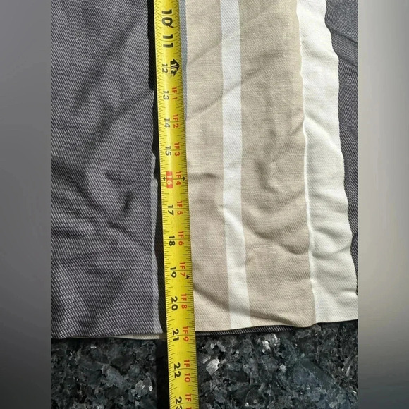 Ann Taylor Tan Grey Neutral Stripe Color Block Linen Blend Pencil Skirt Size 8 - Picture 6 of 6